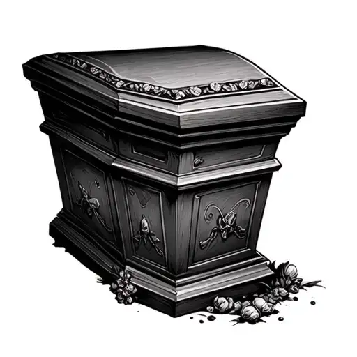 Trash in a casket tattoo design idea