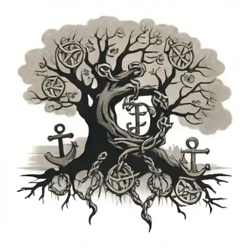 chain links, family tree, love, anchor tattoo design idea
