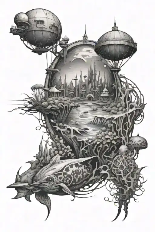 Tomorrowland planaxis underwater scene tattoo design idea