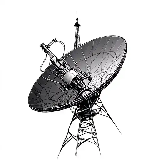 radio tower satellite dish inspired tattoo design idea