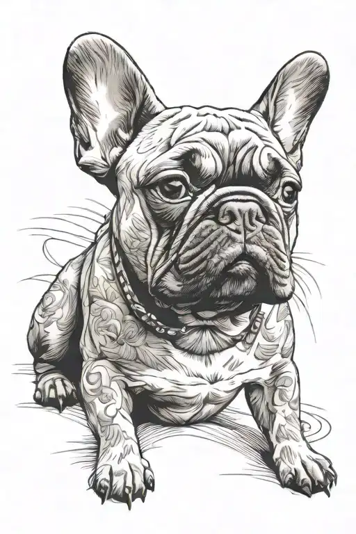 sevin sins in french bulldog tattoo design idea