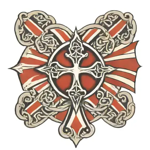 british flag with celtic cross in the middle  tattoo design idea