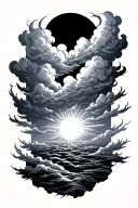 sunrise through clouds surrounding tattoo design idea