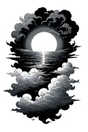 sunrise through clouds surrounding tattoo design idea