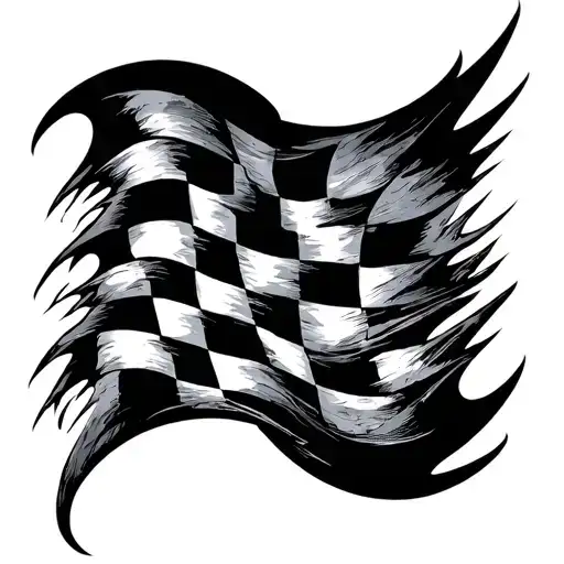 Core Symbol:	•	The centerpiece of the logo would be an abstract checkered flag that gradually morphs into spiritual ele tattoo design idea