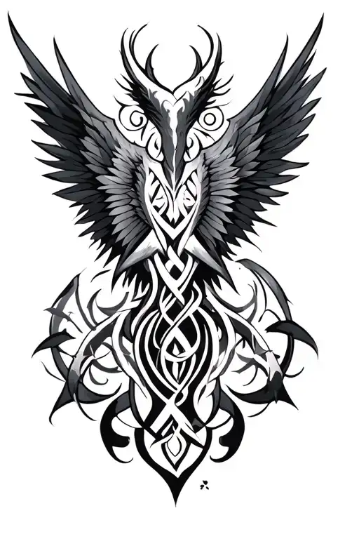 the morrigan irish tribal symbols tattoo design idea