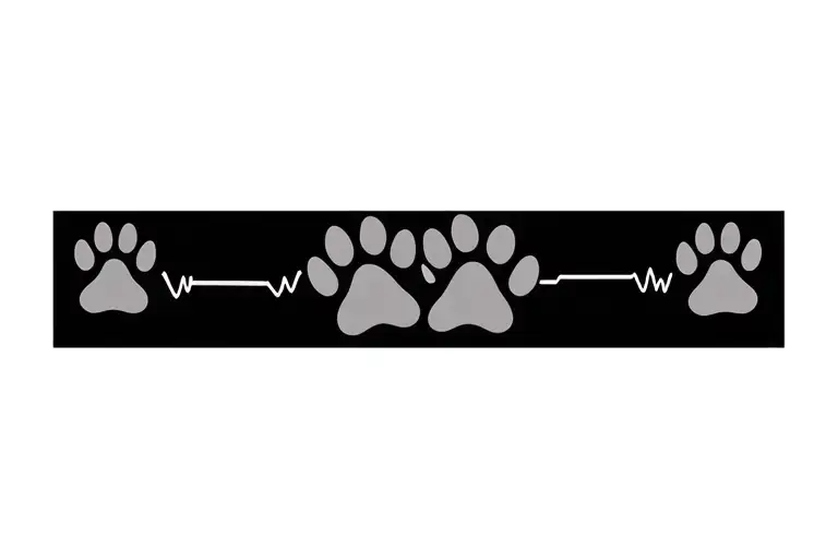 4 paws and lifeline symbolizing the connection tattoo design idea