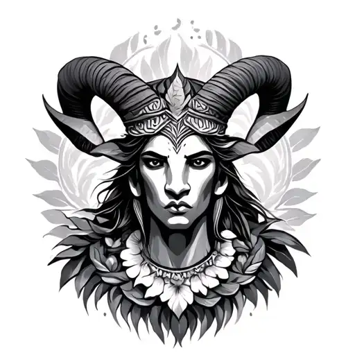 Aries + Tribal +  Hawaiian Gods tattoo design idea