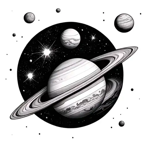planets in the Milky Way galaxy with stars tattoo design idea