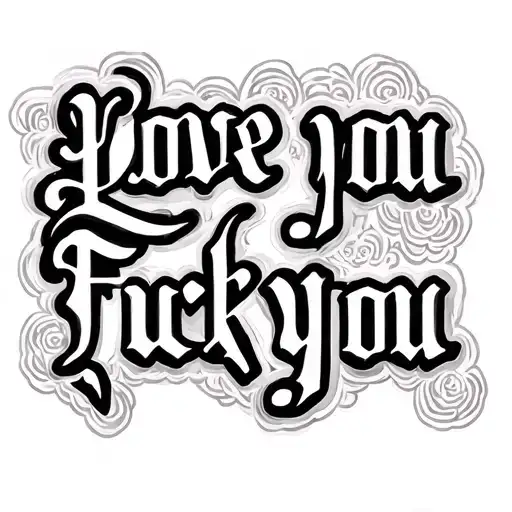 Love you fuck you tattoo in one as a font train tattoo design idea