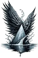 trianlge with water flowing out of the tip. tattoo design idea