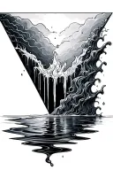 trianlge with water flowing out of the tip. tattoo design idea