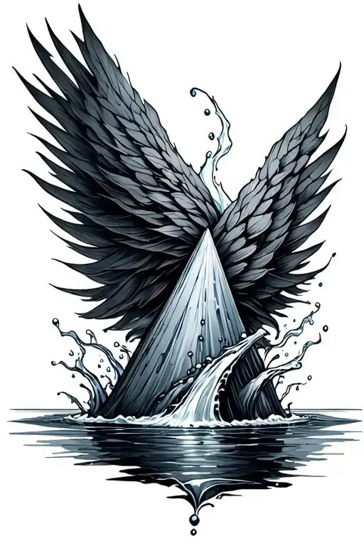 trianlge with water flowing out of the tip. tattoo design idea