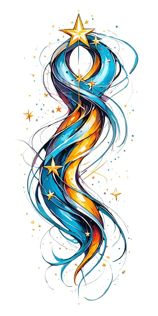 slutty sexy stars swooshing lines tattoo design idea