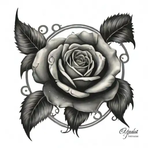 a realistic rose with a old infinity clock face in the core of the rose tattoo design idea