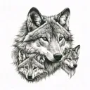 wolf and cubs tattoo design idea