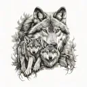 wolf and cubs tattoo design idea
