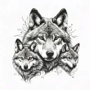 wolf and cubs tattoo design idea