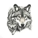 wolf and cubs tattoo design idea