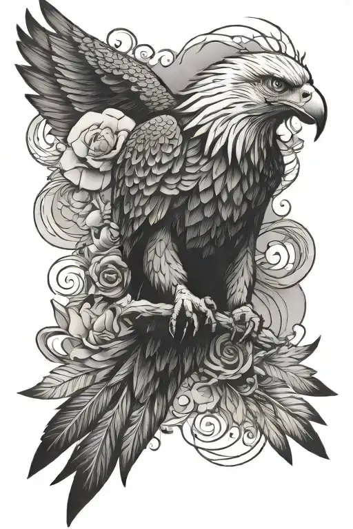 eagle that flies in the middle of a dove store tattoo design idea