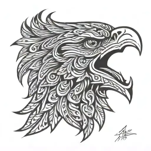 Polynesian eagle head tattoo design idea