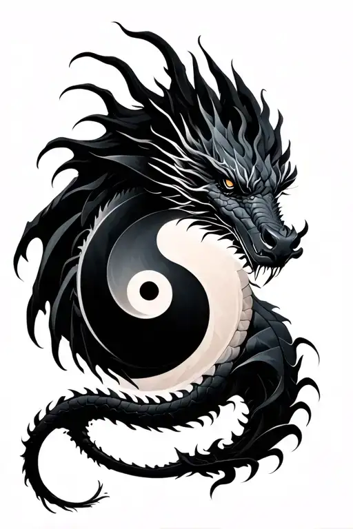 Dragon and Yin Yang tattoo design idea