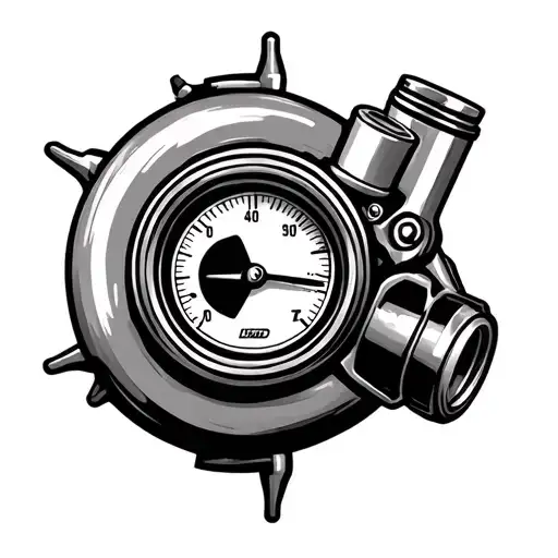 Turbocharger, boost gauge, piston tattoo design idea