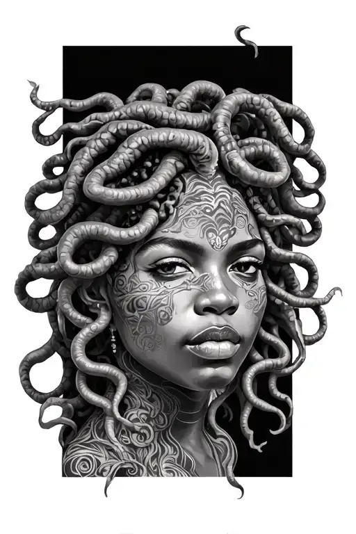 African Medusa tattoo design idea