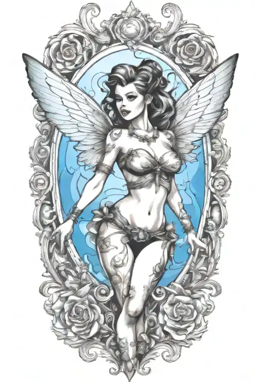 pinup fairy modern fantasy style tattoo design idea