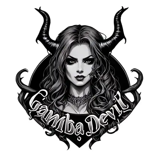 "Gamba Devil" succubus gambler tattoo design idea