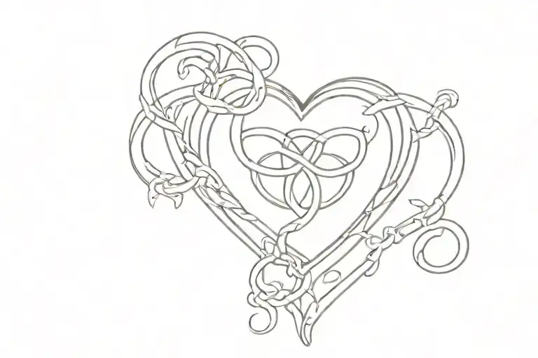 upside down triquetra heart shaped lock tattoo design idea