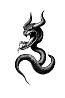 demon with horns a forked serpent tongue tattoo design idea