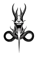 demon with horns a forked serpent tongue tattoo design idea