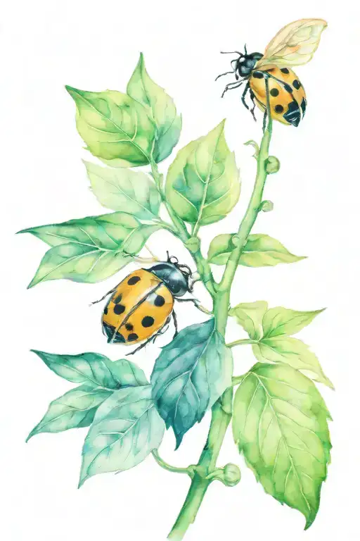 Lemon and Lime branch with ladybug on leaf tattoo design idea