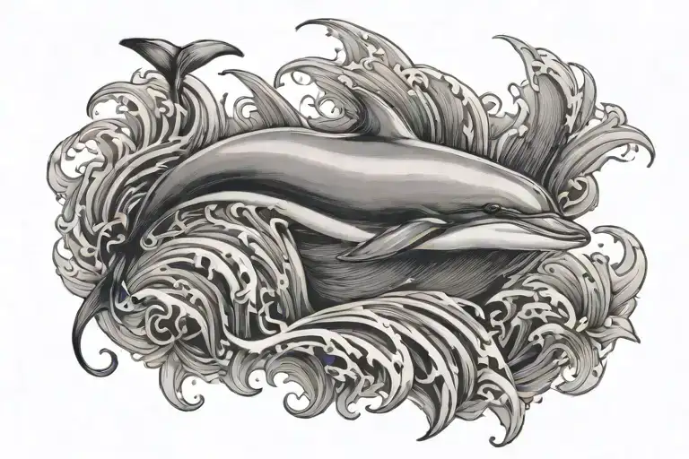 dolphin leaping gracefully tattoo design idea
