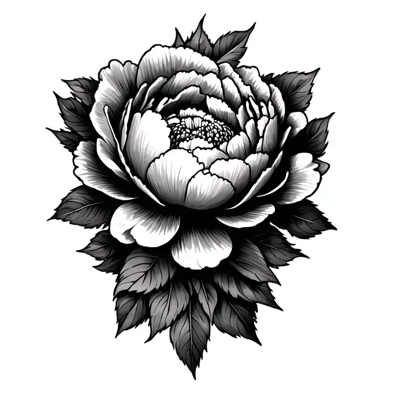 traditional peony shoulder cap tattoo design idea