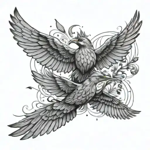 Birds flying with some quoets in sanskrit shloka with artwork tattoo design idea