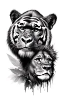 gorilla, tiger, lion, dog collage tattoo design idea