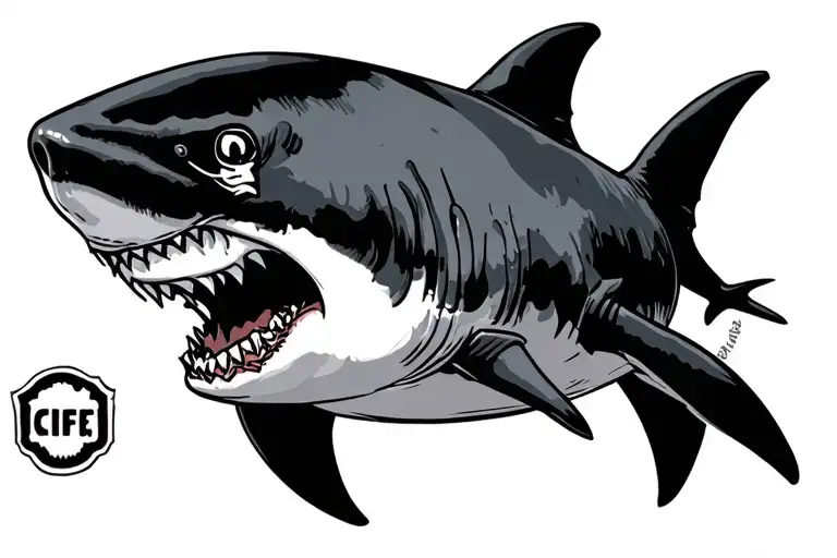 Shark, Pirate, Comic, cute and badass tattoo design idea