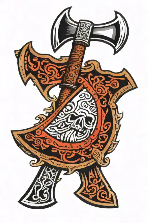 double bladed Viking axe tattoo design idea