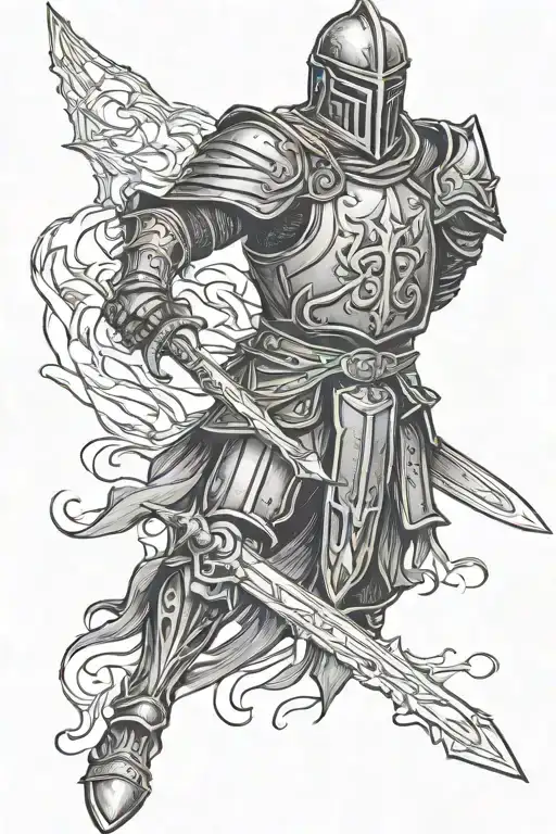 undead knight tattoo design idea