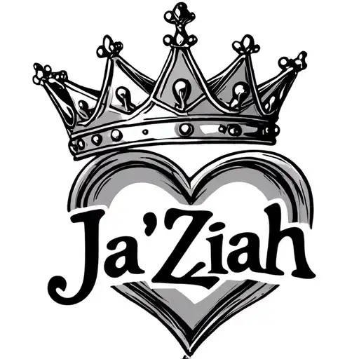 "Ja’Ziah" "Ja’Ziah" heart and a princess crown tattoo design idea