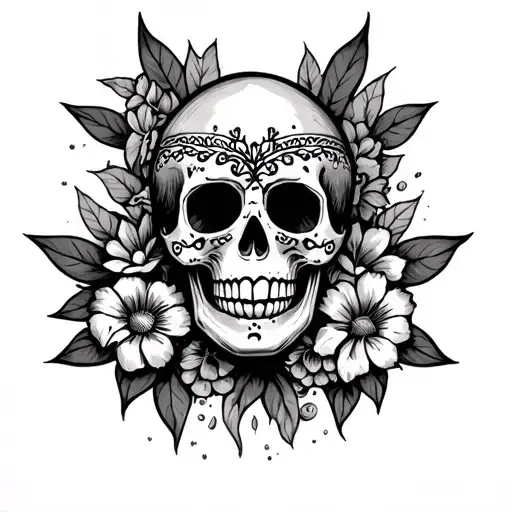 calaveras and mexican culture tattoo design idea