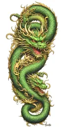 chinese wood dragon wrapped featuring elements of strength wisdom fairness with forest and wood elements tattoo design idea