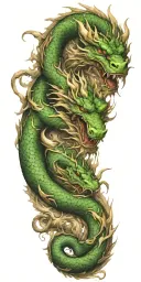 chinese wood dragon wrapped featuring elements of strength wisdom fairness with forest and wood elements tattoo design idea