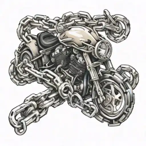 motorcycle chain as bones tattoo design idea
