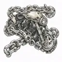 motorcycle chain as bones tattoo design idea