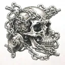 motorcycle chain as bones tattoo design idea
