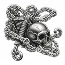 motorcycle chain as bones tattoo design idea