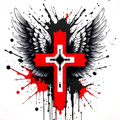 cross with wings spread tattoo design idea